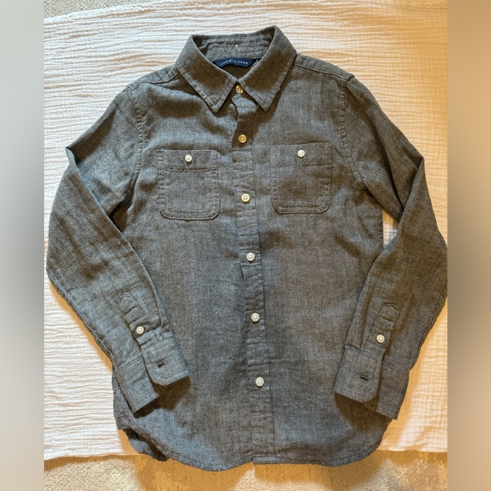 Janie and Jack boys button down herringbone shirt